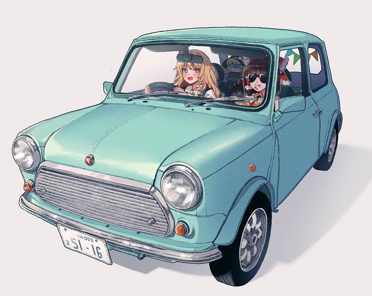 女生都会喜欢的MINI COOPER汽车插画壁纸