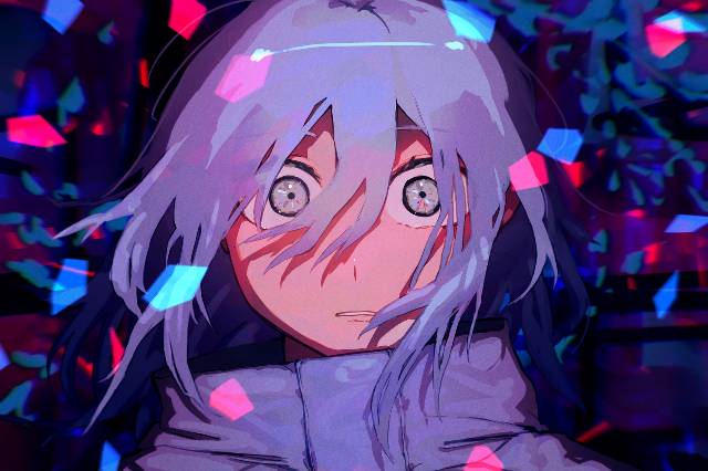 一张创作女子,夜绘画图片