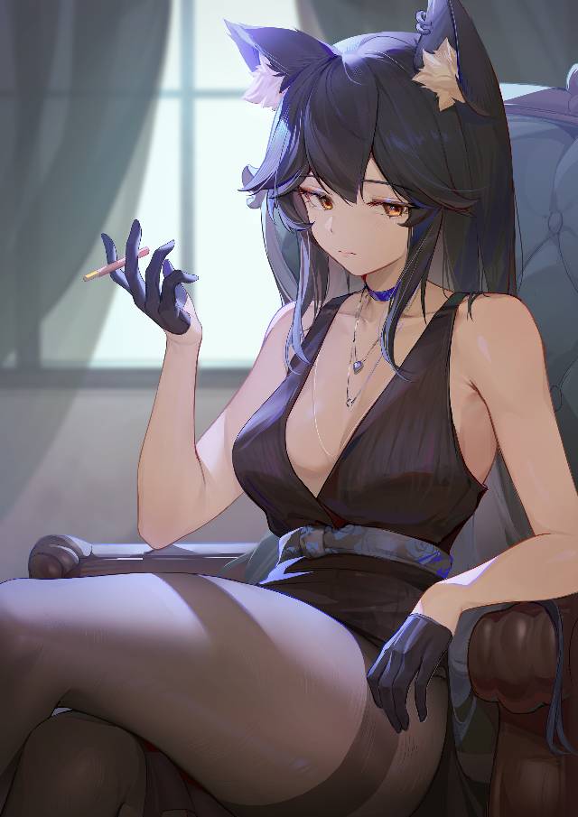 一张黑丝,小女孩,女孩,德克萨斯,兽耳,黑丝袜,明日方舟,白皮肤绘画图片