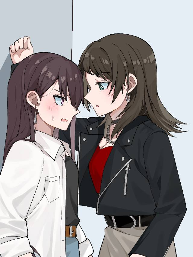 一张MyGO!!!!!,BanGDream,壁咚,漂亮的女孩,冰川姐妹绘画图片