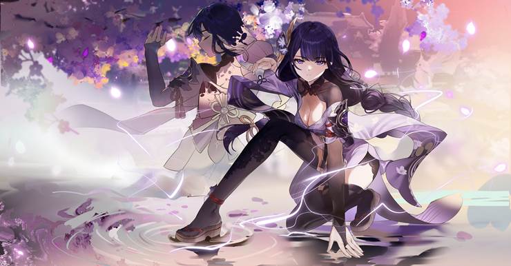 Genshin Impact, girl, Raiden Shogun, doujin, illustration, 原神100收藏