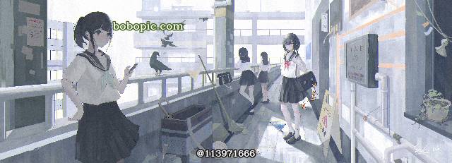一张小女孩,制服,水手服,教室,JK,黑发绘画图片