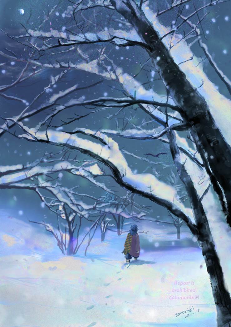雪月夜|pixiv画师tomoribi的富冈义勇插画图片