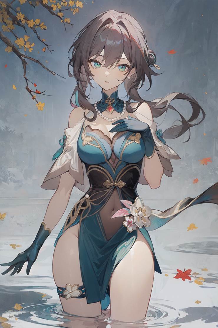 星穹铁道, 崩坏：星穹铁道, 女孩子, 大腿, partially in water, ai绘图