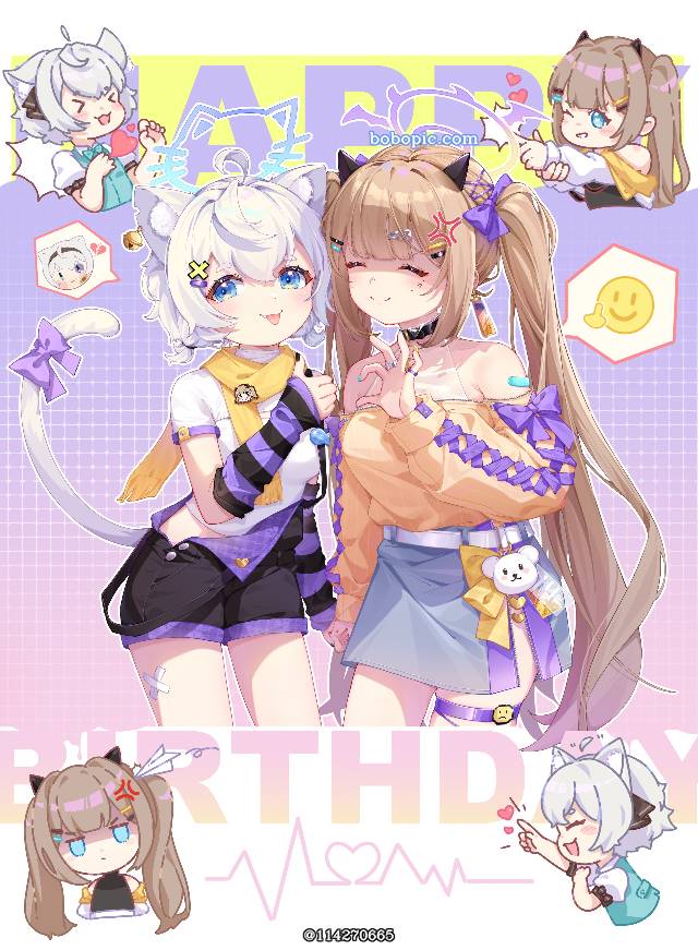 一张萝莉,双马尾,猫耳,美甲,小女孩绘画图片