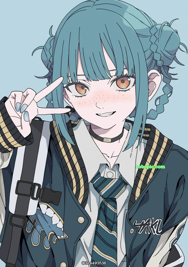 一张雀斑,橙子,制服,蓝,小女孩,JK,ORANGE绘画图片