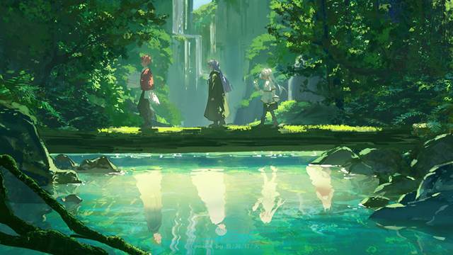 Frieren at the Funeral, drawing on board, doujin, illustration, reflection pool, Frieren: Beyond Journey's End 100+ bookmarks, reflected glare