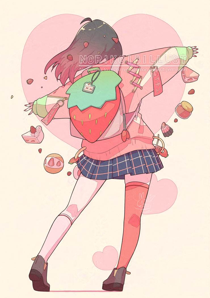 草莓|插画师のり恋的时尚插画图片