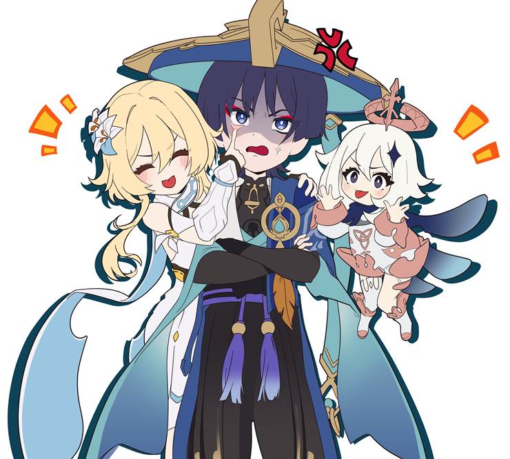 wanderer, Wanderer (Genshin Impact), firefly, Lumine (Genshin Impact), Paimon, Paimon (Genshin Impact), Genshin Impact