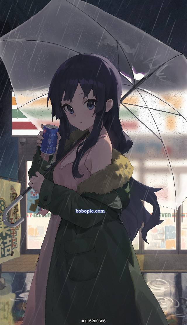 一张透明伞,轻音少女,秋山澪,mio,雨天绘画图片