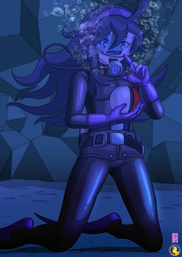 灵异迷, 精灵宝可梦, scuba diving, 潜水服, beaver tail, 手套, diving mask, 连身紧身衣, 脚蹼, 水下