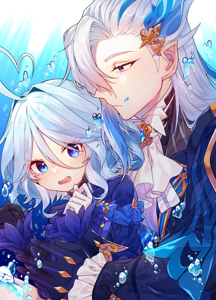 Genshin Impact, 芙宁娜, 那维莱特, Neuvillette/Furina, 水下, 原神100收藏, 枫丹（原神）