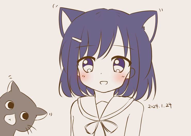 风衣叶冬优, 请问您今天要来点兔子吗？, cat ears