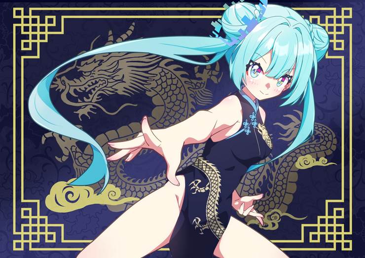 初音未来, 妃咲, Chang Wufei, 旗袍, 春节, VOCALOID 100收藏, 交换服装