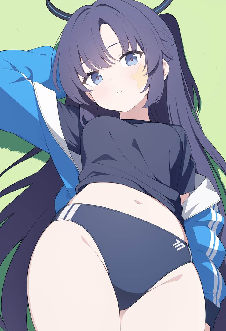 碧蓝档案, Hayase Yuuka, large breasts, 早濑优香（体操服）, gym uniform, 女孩子, jersey bloomers, Blue Archive gym shorts