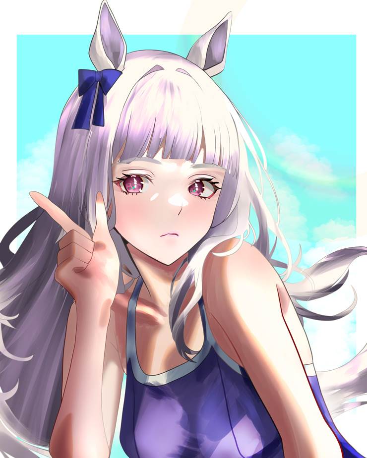 赛马娘Pretty Derby, 沉默时是美人，说话时是怪人，奔跑时是不沉舰, Gold Ship (UMPD), 马娘, Gold Ship, 学生泳衣, 长发