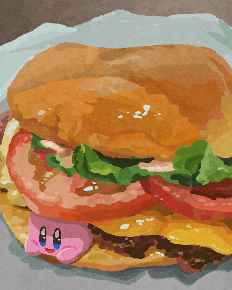 ハンバーガー|插画师あらもん的汉堡包插画图片
