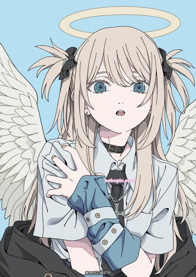 一张两面朝上,天使光环,制服,小女孩,少女,JK,天使绘画图片