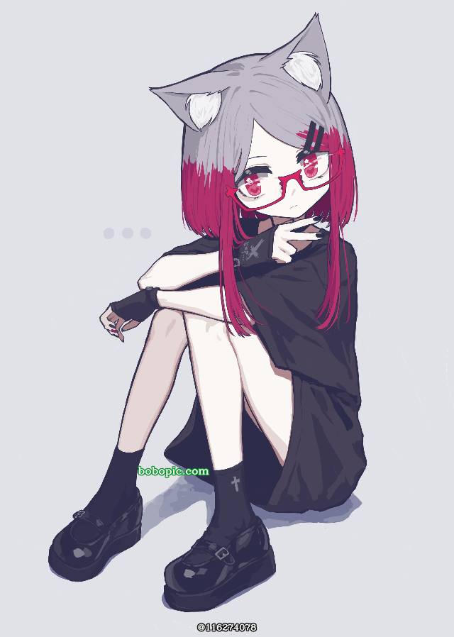 一张猫耳,小女孩,兽耳,我家孩子绘画图片