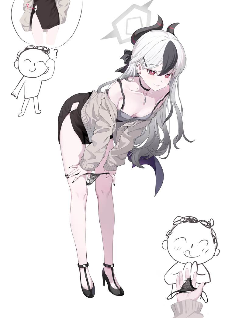 碧蓝档案, Onikata Kayoko, Onikata Kayoko (Dress), 脱内裤, leaning forward, 胖次, 胸部走光, Blue Archive 10000+ users, 0068 From the Opera with Love!