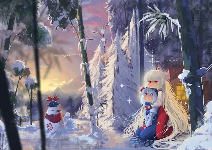 Touhou Project, Touhou, mokou, keine kamishirasawa, yuri