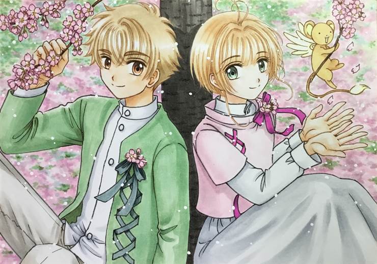 魔卡少女樱, 小狼×小樱, 木之本樱, 二次创作, 二次创作, analog illustration, copic马克笔, 小可, Xiaolang Li