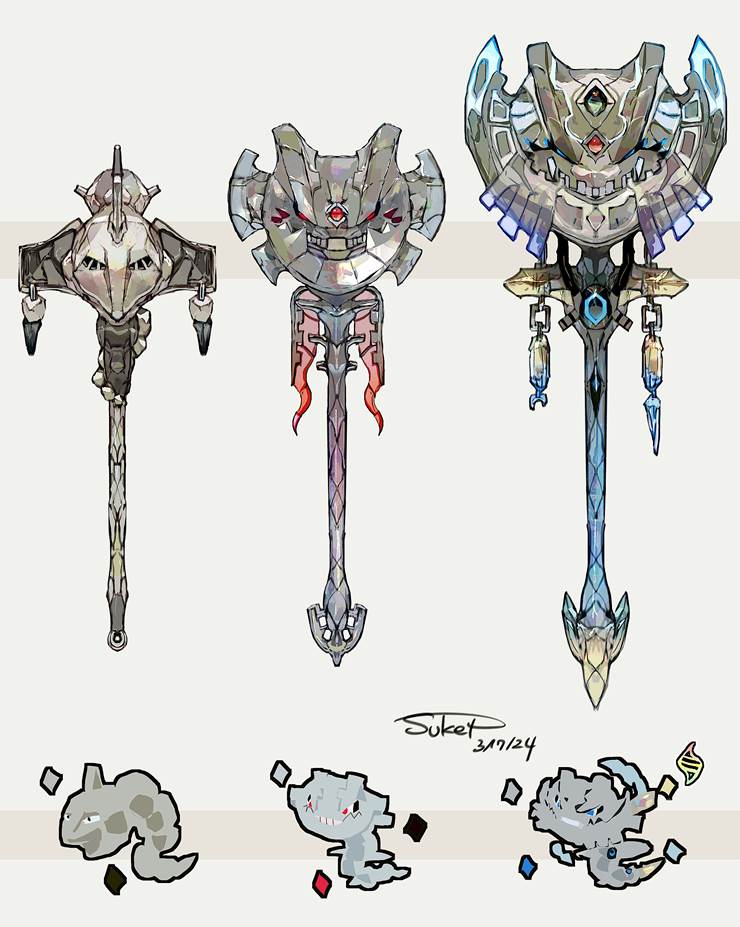 Onix, Steelix, Mega Evolution, 精灵宝可梦, 口袋妖怪, Steel Type, axe