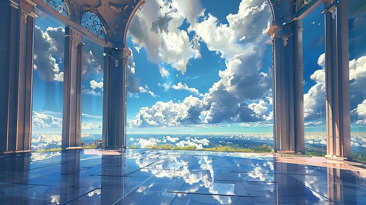 天空の大广间|pixiv画师たろたろ的风景插画图片