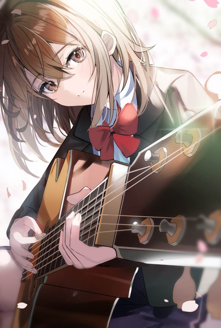 girl, uniform, spring, guitar, Spring Uniform Festival 2024, original 1000+ bookmarks