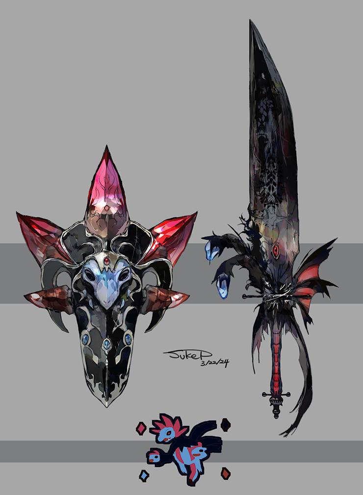 hydreigon, Dark Type, one-handed sword, Pokémon, pocket monsters