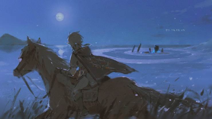 马宿に归る途中……|pixiv画师隐し角的旷野之息插画图片