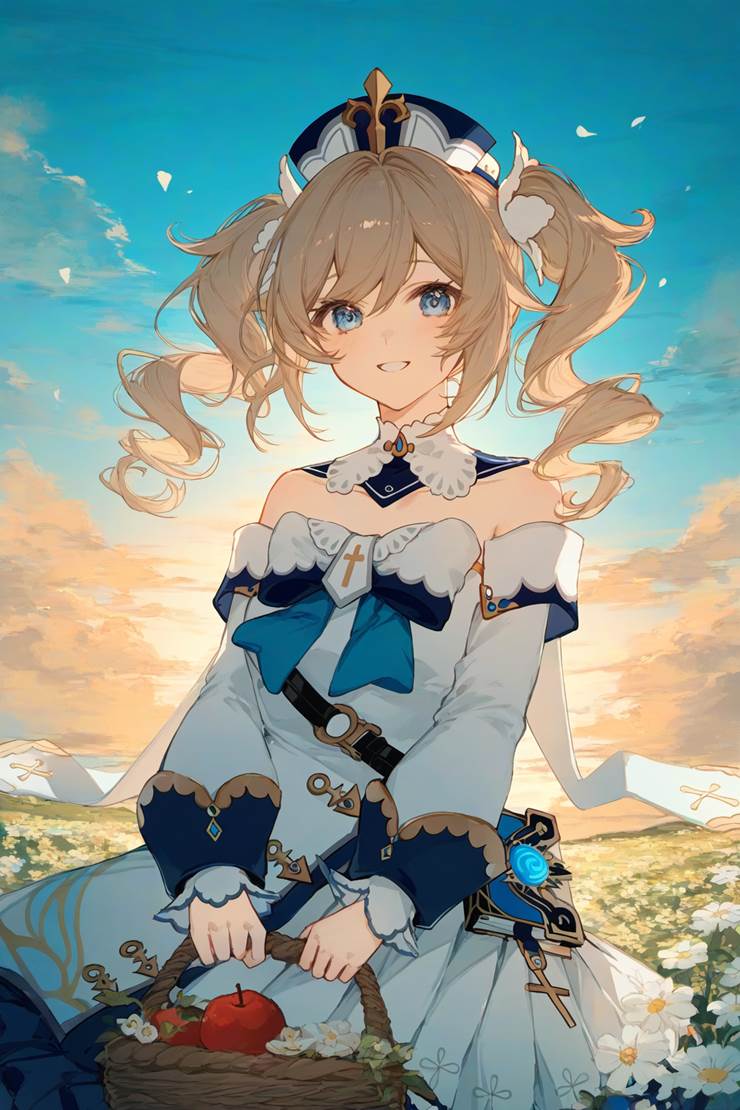 Genshin Impact, 芭芭拉（原神）, Barbara, exposed shoulders, smile