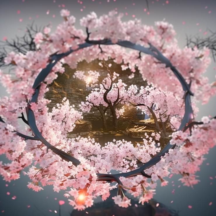 樱之魔术|pixiv画师米野まい（こめの）的樱花插画图片