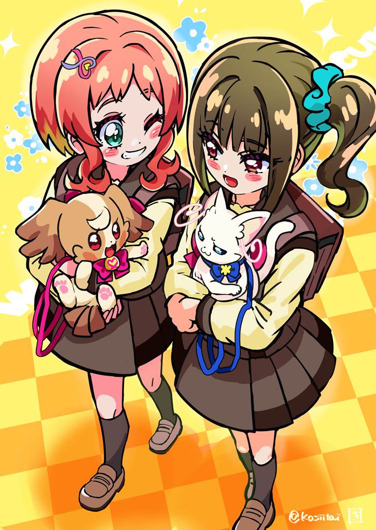 Wonderful PreCure!, Iroha Inukai, Komugi (PreCure), Yuki (PreCure), dog and cat