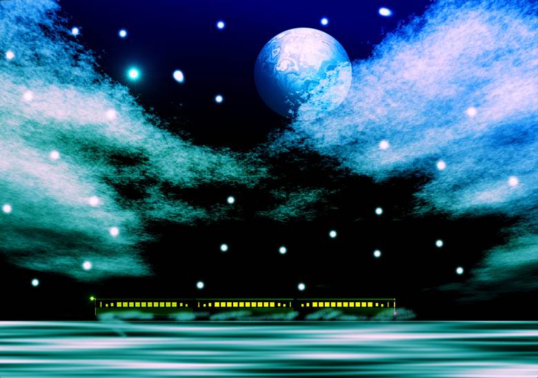 梦の中へ 雪夜彗星的冬天风景插画图片 Bobopic