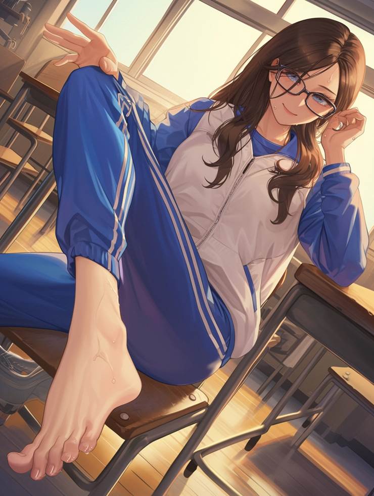 glasses, girl, girl with glasses, original, sole, toes, barefoot, bare soles, legs