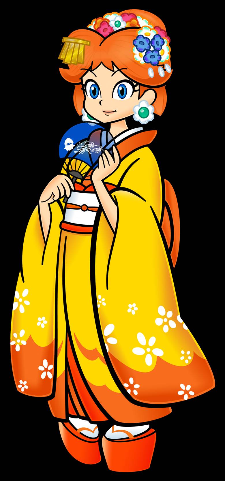 daisy, 黛西公主, 马里奥, Nintendo, 和服, oiran, 和风, wooden sandals