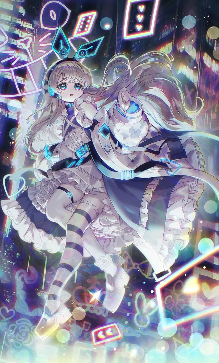 原创, 女孩子, young girl, 爱丽丝, 赛博朋克, 大楼