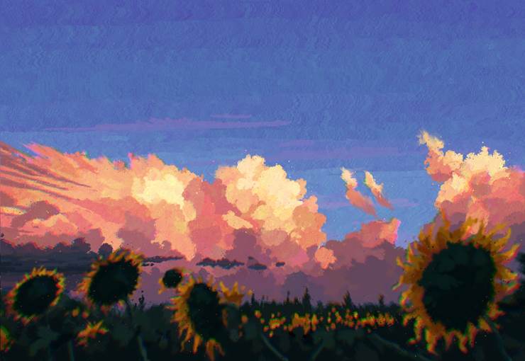 向日葵-sunflowers|P站画师Fangpeii的积雨云插画图片
