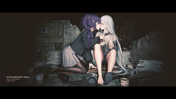 世界计划, Yoisaki Kanade, 朝比奈真冬, background, yuri, 世界计划1000收藏, 女校学生