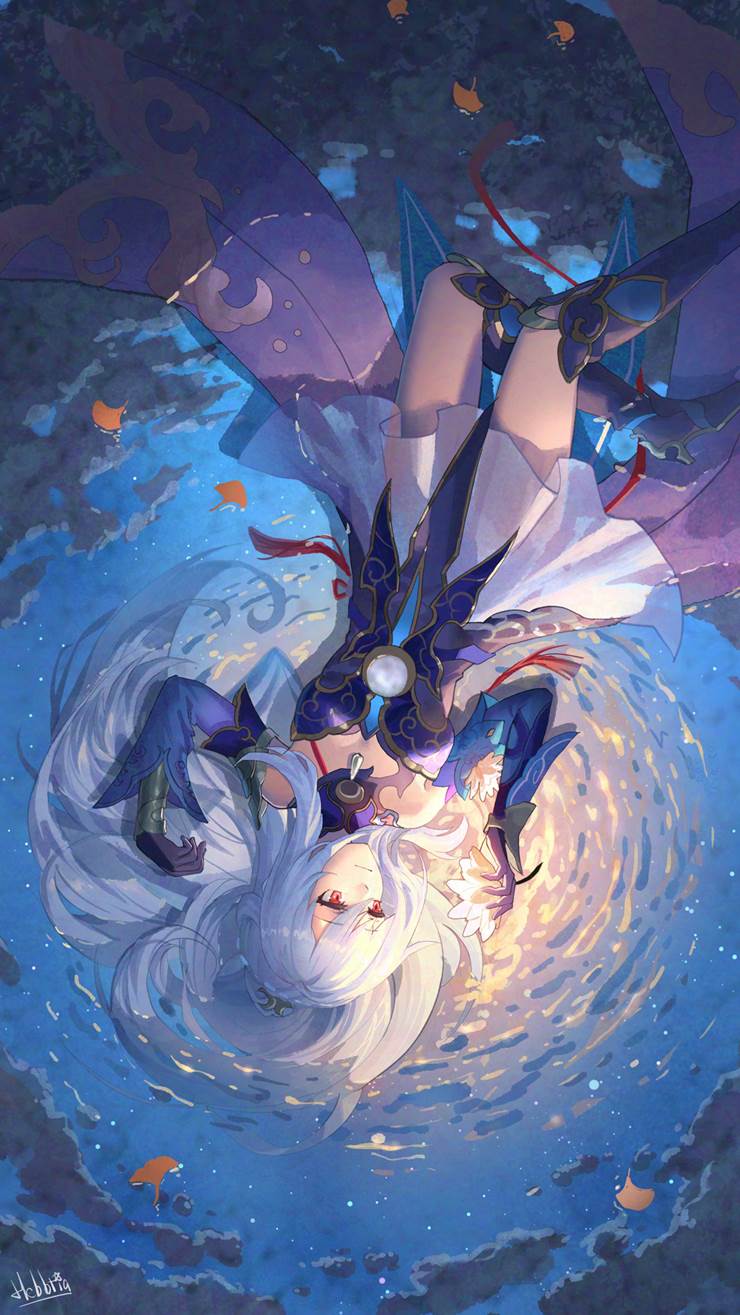 Keiryu, 崩坏：星穹铁道, moon, reflection pool, 崩坏：星穹铁道500收藏