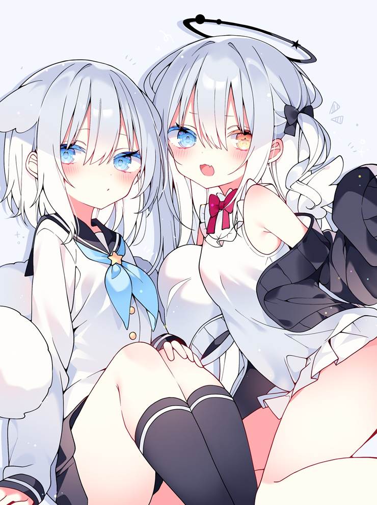 原创, 白发, 女孩子, young girl, 插画, 萝莉, 兽耳