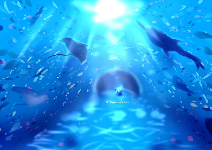 「梦に见た、水族馆」（2024）|P站画师灯さかす的风景插画图片