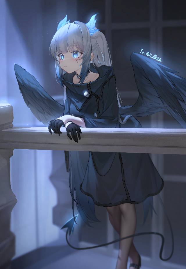 一张翼,小女孩,女孩,羽翼,角娘,角,羽,翅膀绘画图片