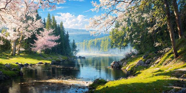 风景, background, 原创, 奇幻, sky, 云, scenery, forest