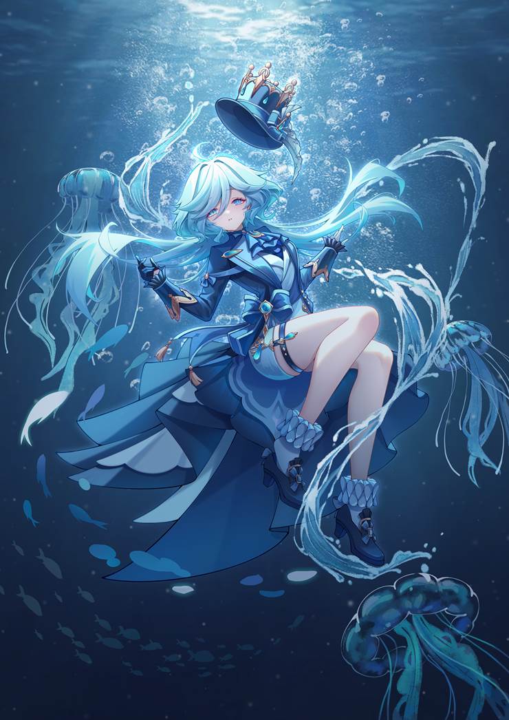 一张原神,小女孩,Funina,少女,芙宁娜·德·枫丹,芙宁娜绘画图片