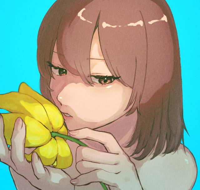 一张创作女子,春,郁金香绘画图片
