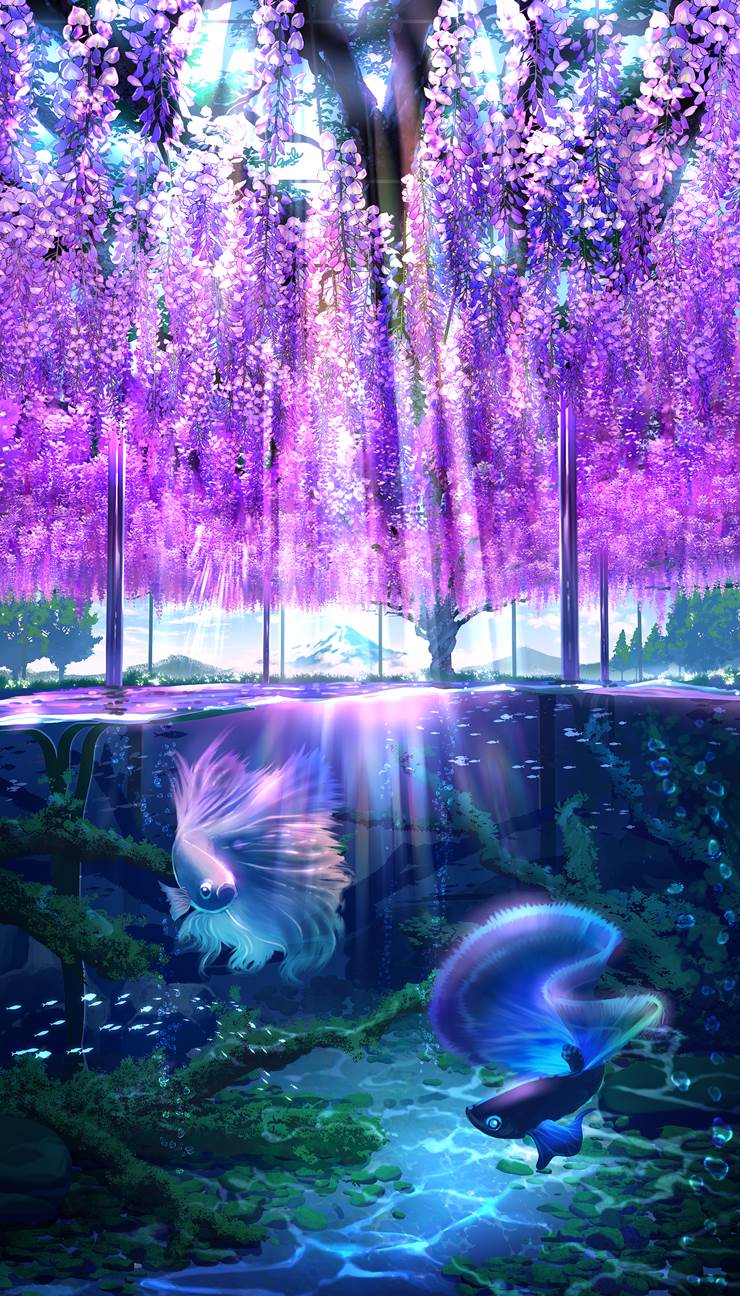 风景, 原创, background, 原创, wisteria, 水下, hikaru, 原创1000users加入书籤, partially in water