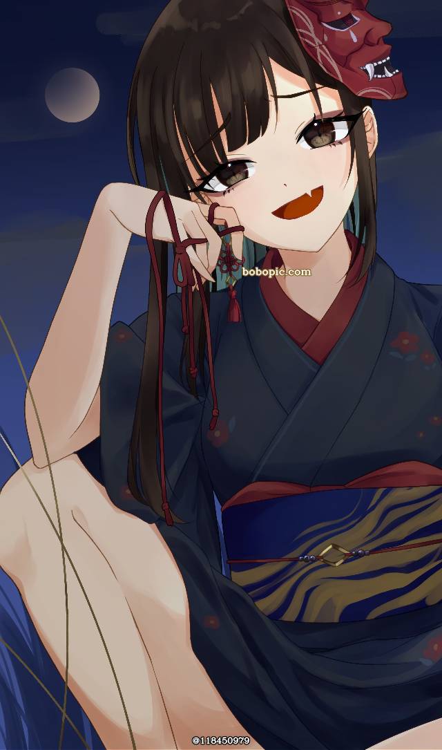 和服,小女孩,花铗镜,虚拟主播,鬼图片