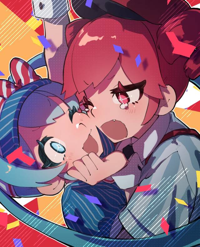 一张初音未来,重音teto,vocaloid,重音Teto绘画图片